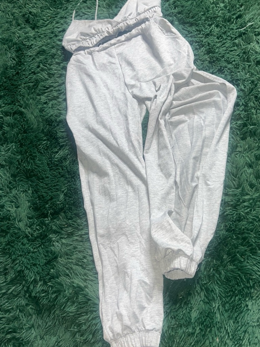 Fashion Nova Heather Gray Drawstring Jogger Pants and bra top set